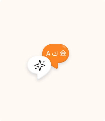 Illustration of icons that represent AI translated content