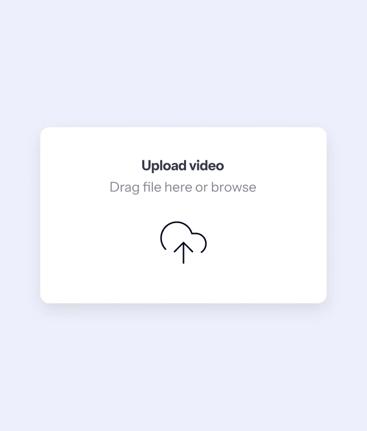 User interface to video upload with a cloud and arrow 