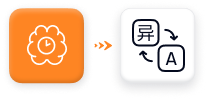 An illustration of icons that represent a translation memory in orange