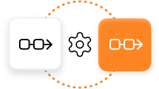 Orange and white icon that represents connected workflows