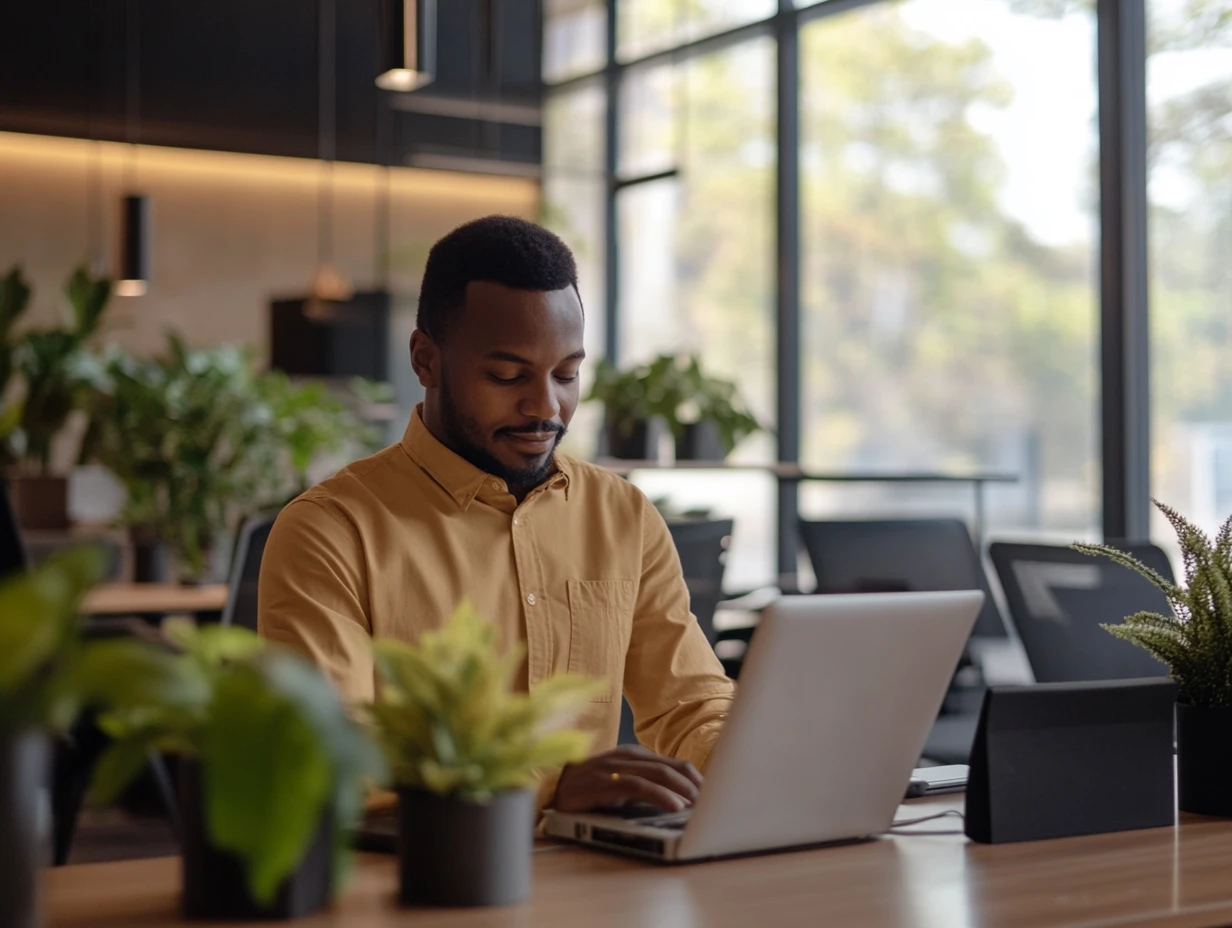 Man working on computer at desk