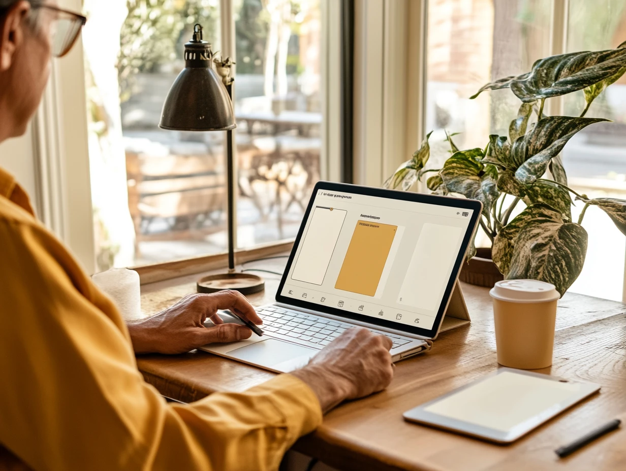 Man working from home on his laptop 