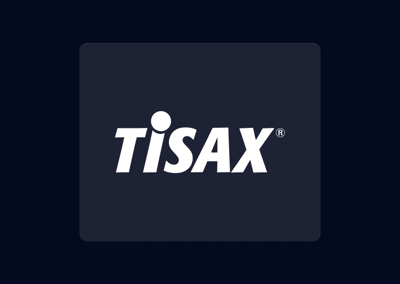 White TISAX logo on navy blue background