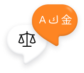 Icon illustration showcasing translations for legal